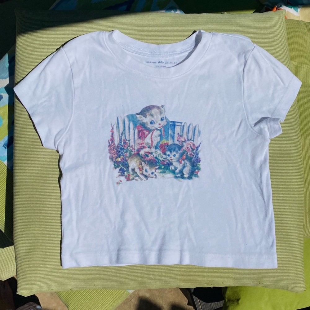 rare brandy melville cropped kitten tee